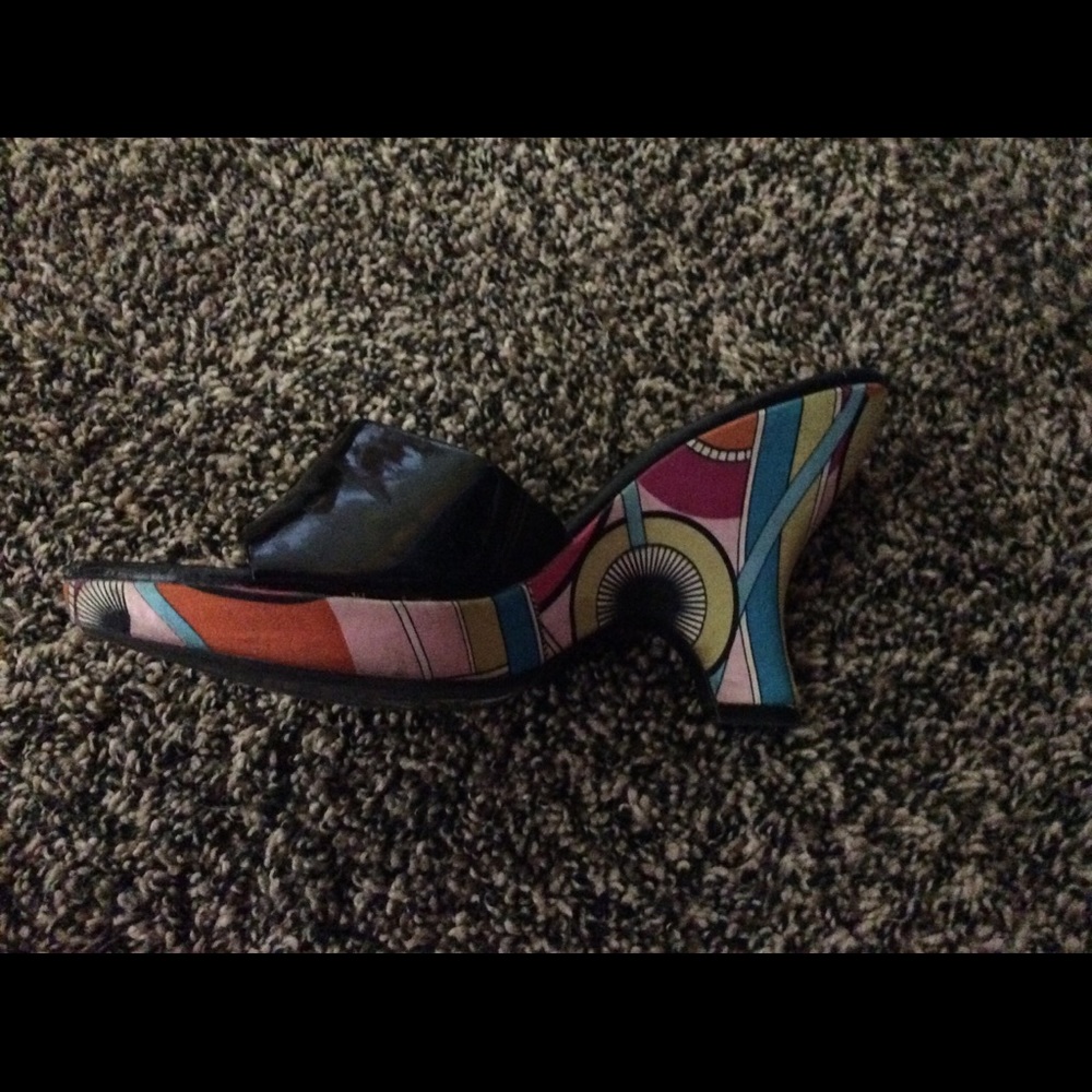 Multi heeled wedge slip ons
